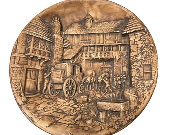 Vintage W.H. Bosons The Departure 14” Chalkware Wall Plaque Plate England