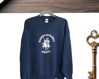 Russell Athletic Vintage Navy w White Blessed Sacrament Knights Sweatshirt Men L