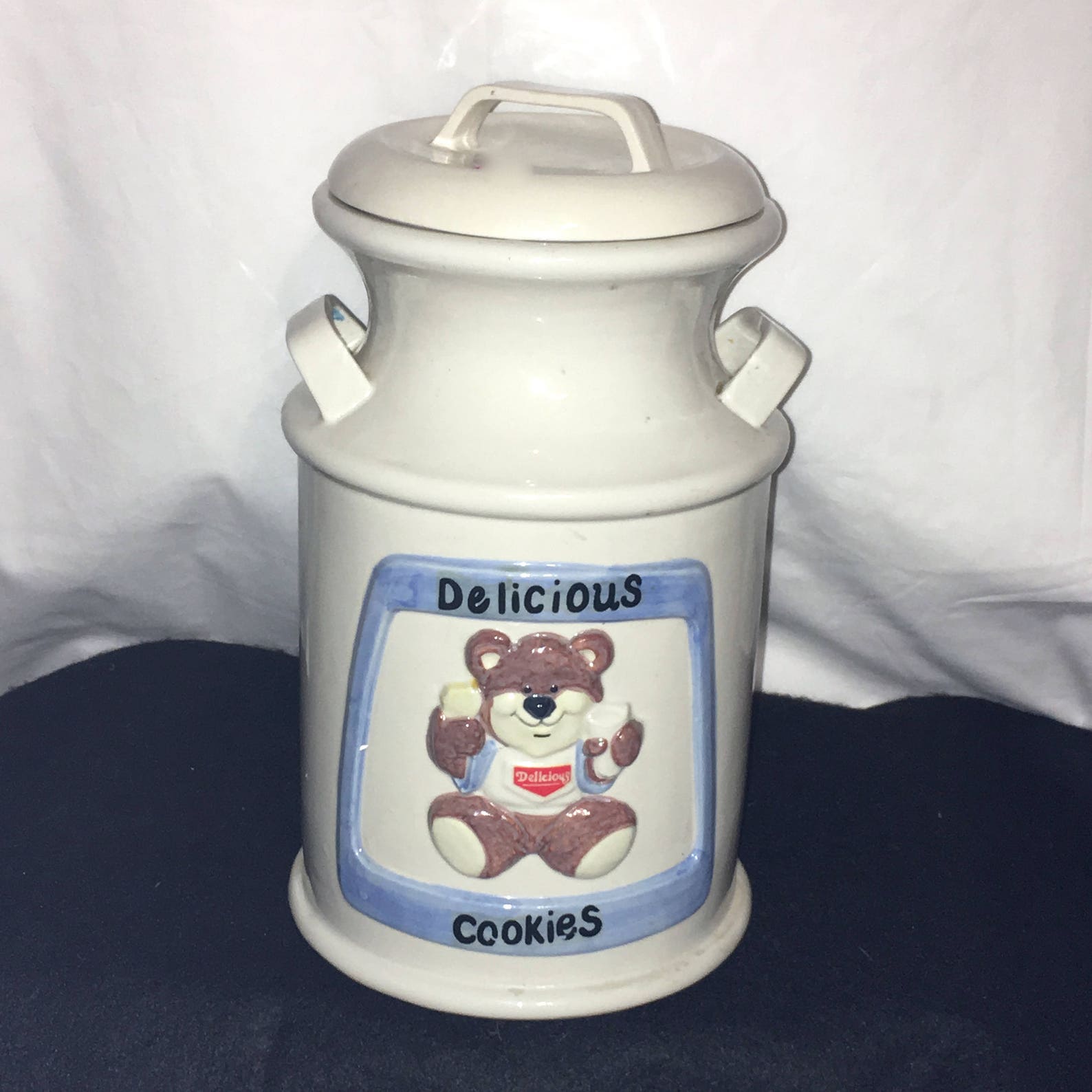 Vintage Large White Ceramic Milk Can Shaped Jar Canister Etsy