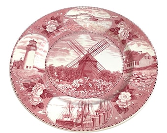 Vintage “The Cape Cod Plate” Adams Old English Straffordshire Red Windmill