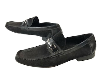 Johnston & Murphy Handcrafted Italy Black Suede Horsebit Loafers Men 11M