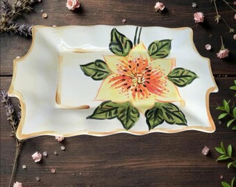 Boulevard Tabletops Unlimited Vintage Hand-Painted Ceramic Serving Platter