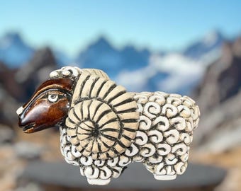 Artesania Riconada Vintage Hand Carved Art Pottery Ram Figurine Retired Uruguay