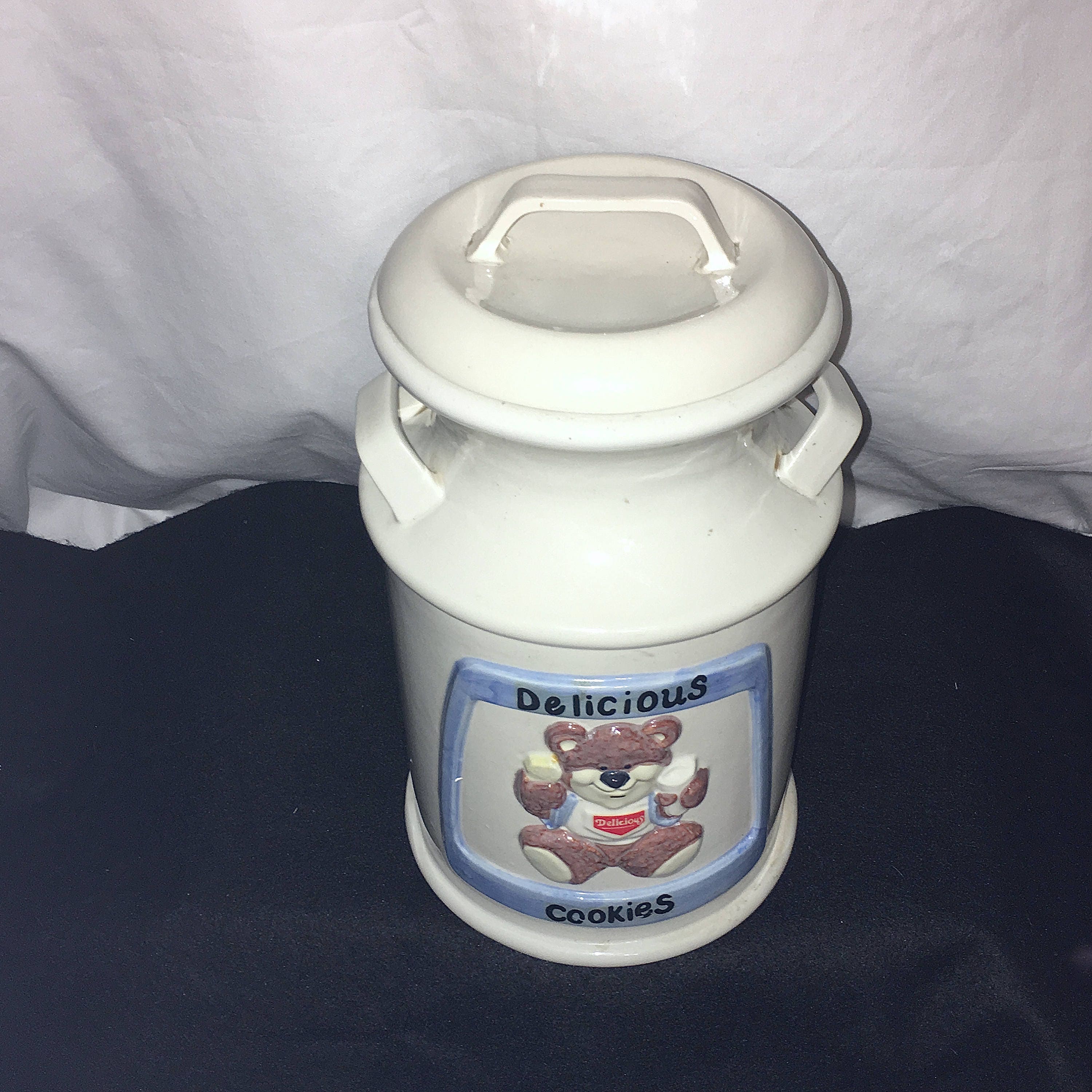 Vintage Large White Ceramic Milk Can Shaped Jar Canister Etsy