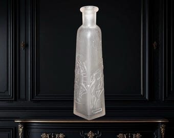 Antique 1920s Carlova Fascination Narcisse Perfume Bottle Frosted Glass Nudes 6”