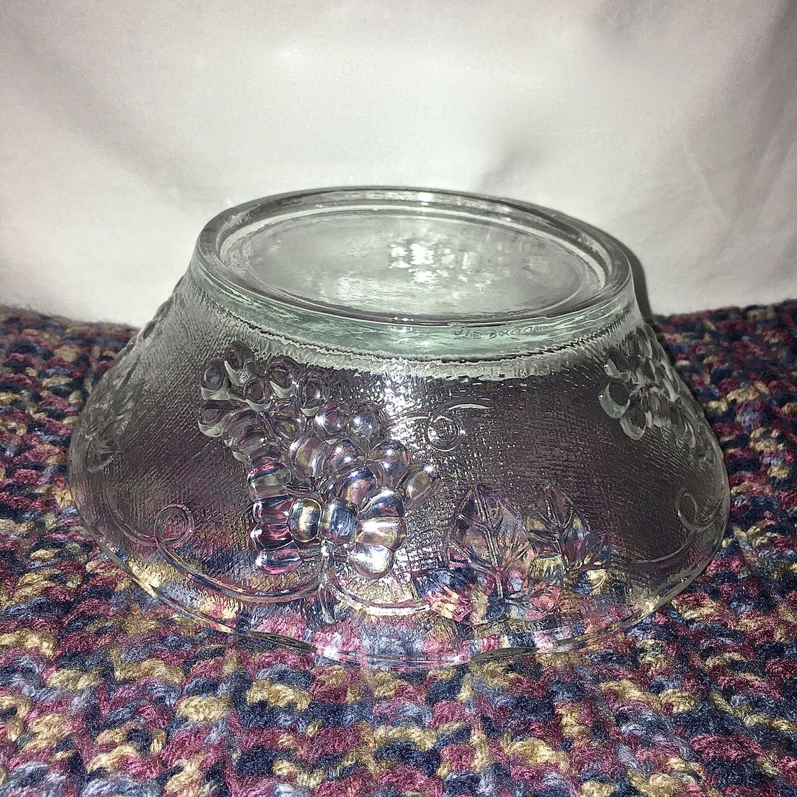 Vintage KIG Indonesia 8.5 Clear Glass Serving Bowl Grapes Etsy