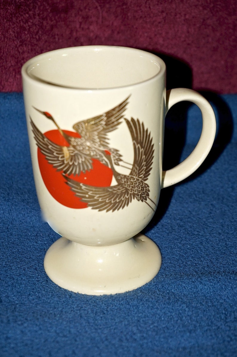 3 Antique Asian Japanese Footed Tall Coffee Mugs Cups Gold Etsy