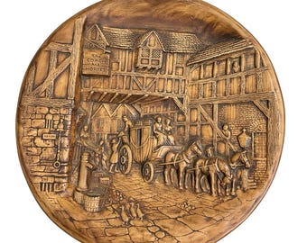 Vintage W.H. Bossons The Arrival 14” Chalkware Wall Plaque England