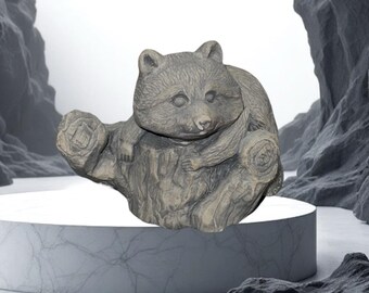 Vintage Mt. St. Helens Volcanic Ash Raccoon Sculpture Figurine Handmade Souvenir