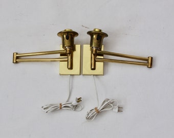Vintage Alsy Swingout Arm Wall Lamps in Brass in the style of  Chapman
