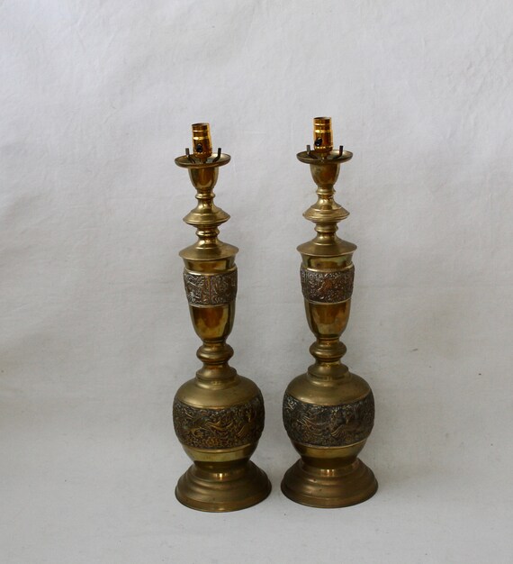 希少　50's ビンテージ　Matoson 24金 花瓶　燭台 James Mont 1950s Vintage Mid Century Large Brass Table Lamp-a Pair