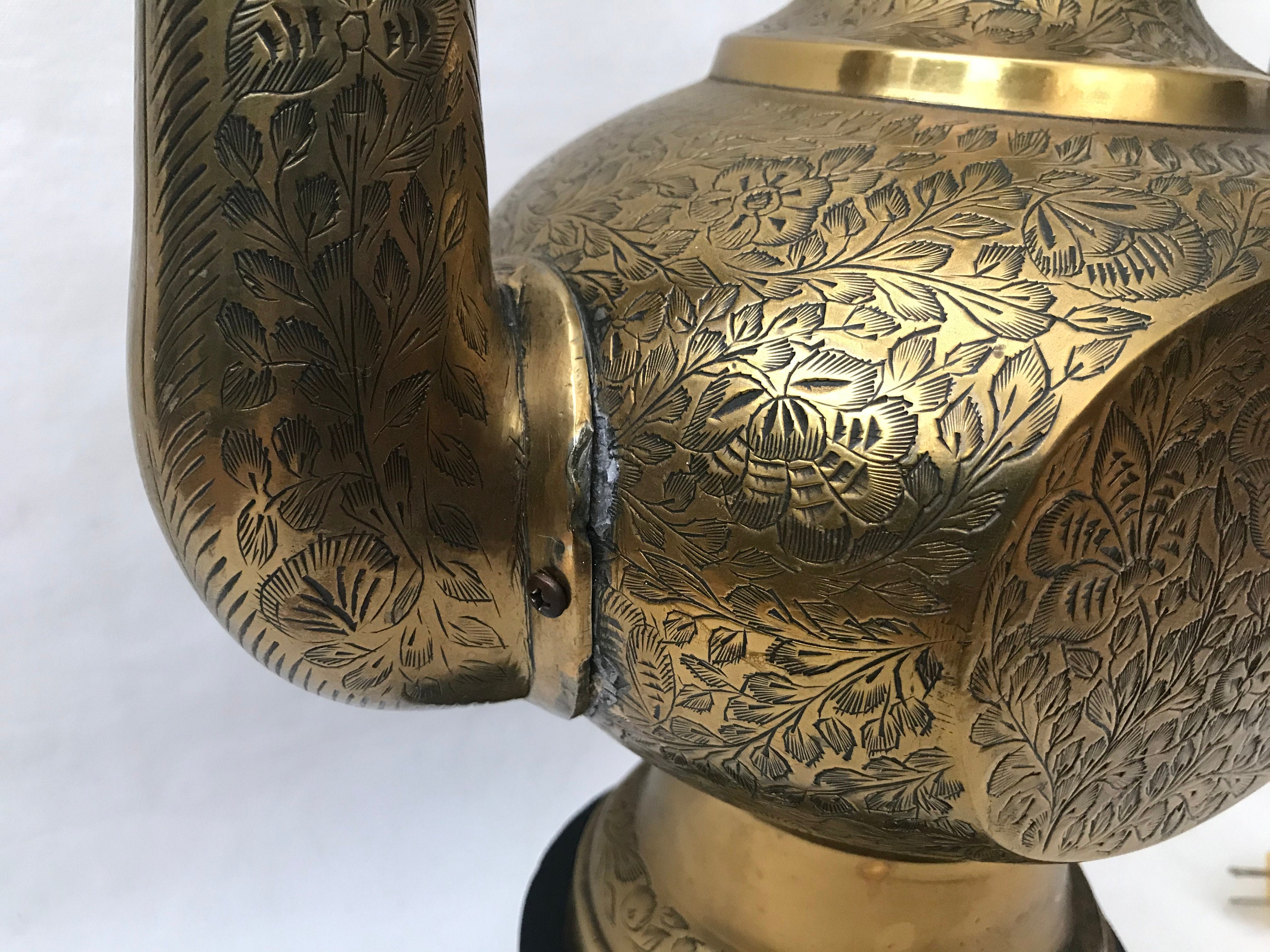 Monumental Vintage Lamps From Decorative Indian Brass Teapots Etsy