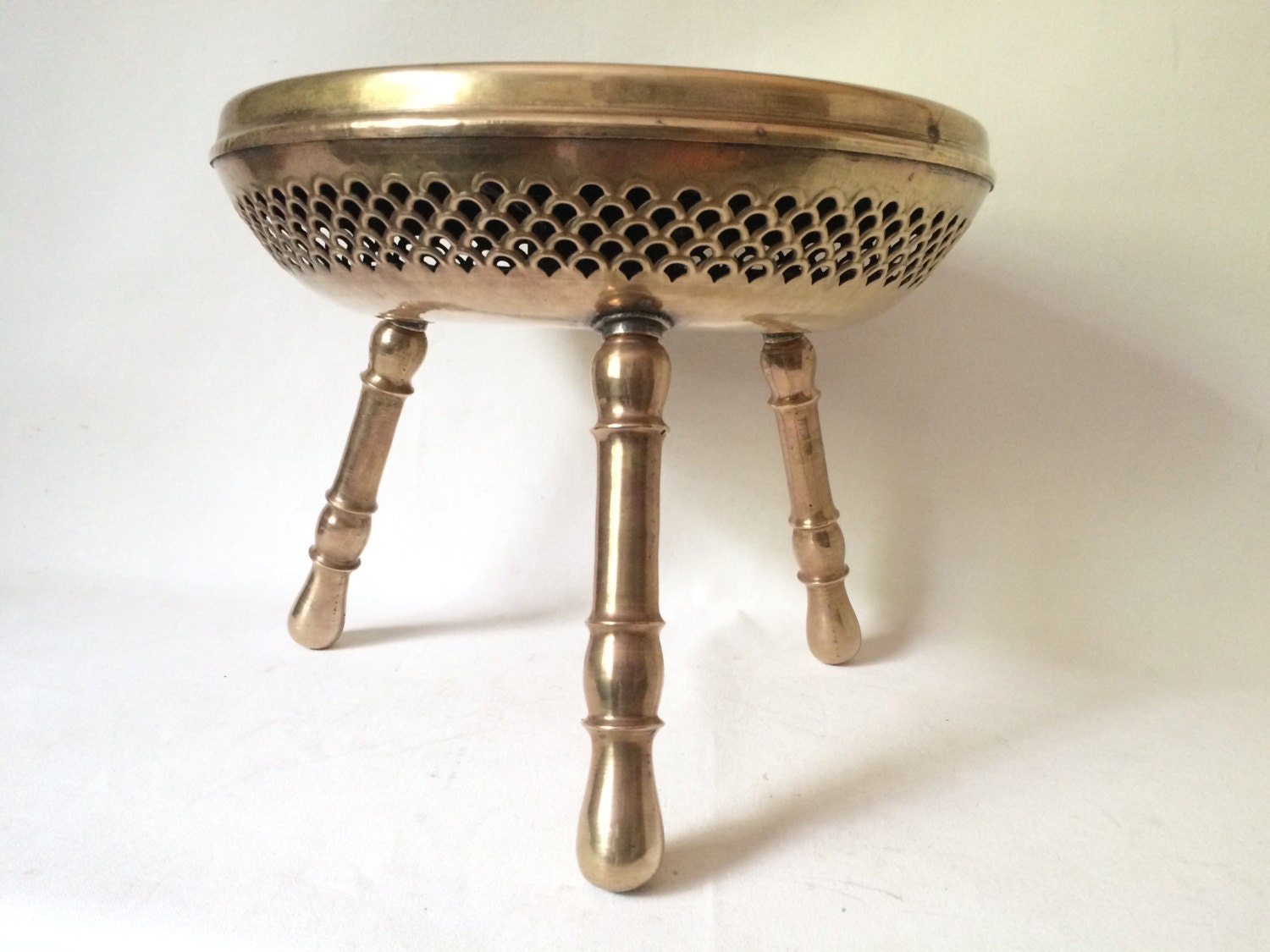 Vintage Brass Mid Century Indian Stool Foot Rest End Table Etsy