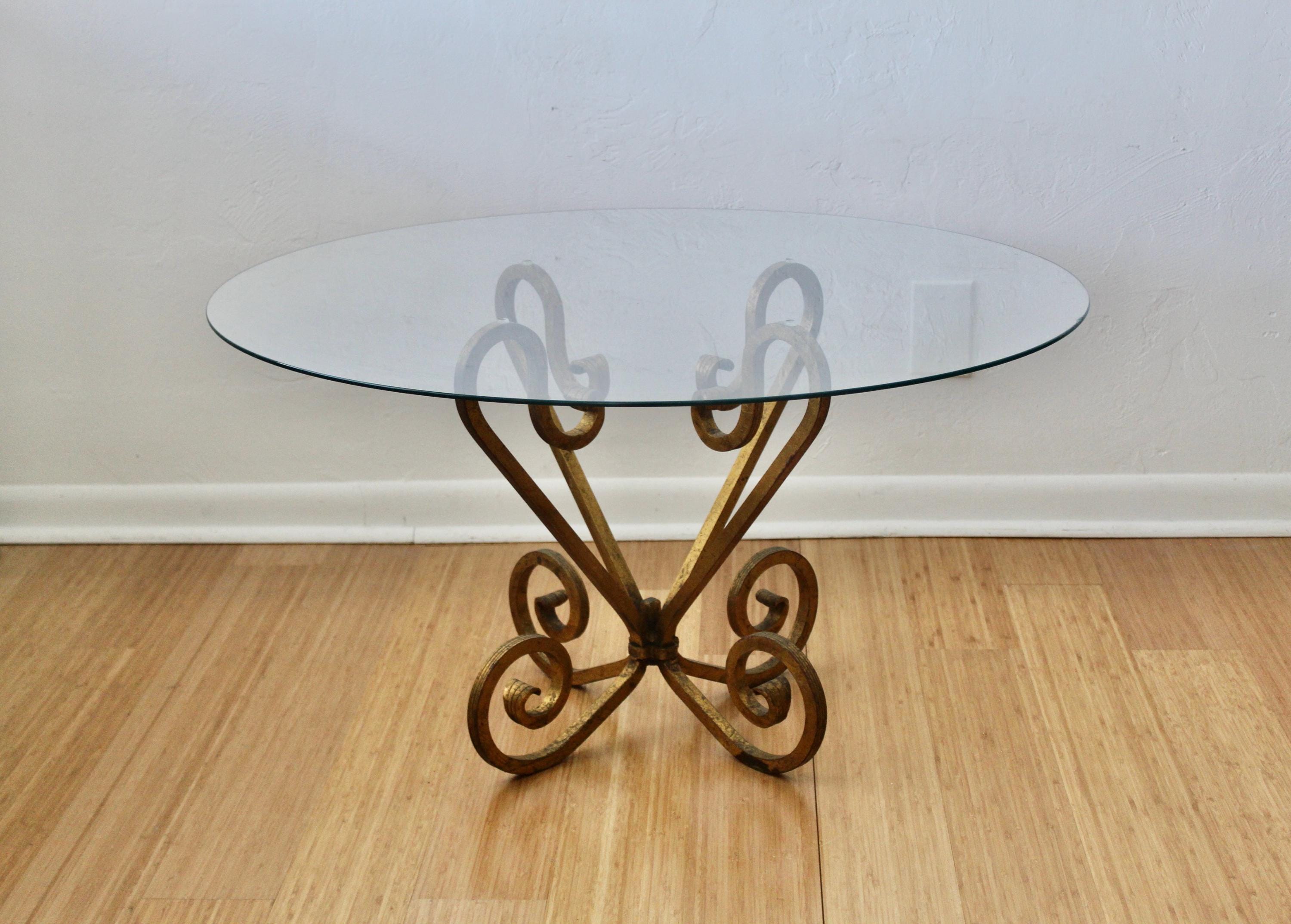 Italian Style Hollywood Regency Gilded Wrought Iron Side Coffee