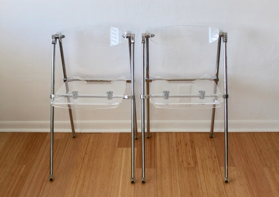 Giancarlo Piretti for Castelli Vintage Mid century Modern Lucite Folding Chairs a Pair Etsy