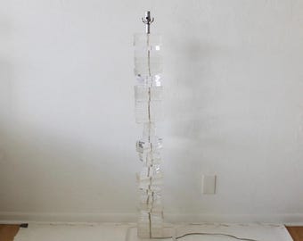 Karl Springer Style Thickset Stacked Lucite Floor Lamp