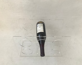 Lucite Acrylic 6 Bottle Wine RackVintage Mid-Century Modern
