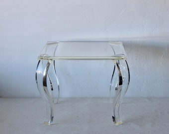 Italian Style Lucite Accent Side Table Bent Cabriole Legs Vintage Mid Century Modern