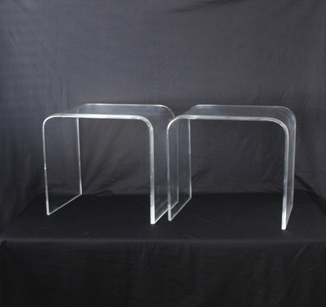 Lucite Waterfall End Side Table Vintage Mid Century Modern a Pair Etsy
