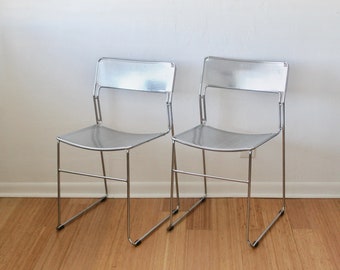 Arrben Italy Sultana Minimalist Stackable Dining Chairs Vintage Modern-a pair