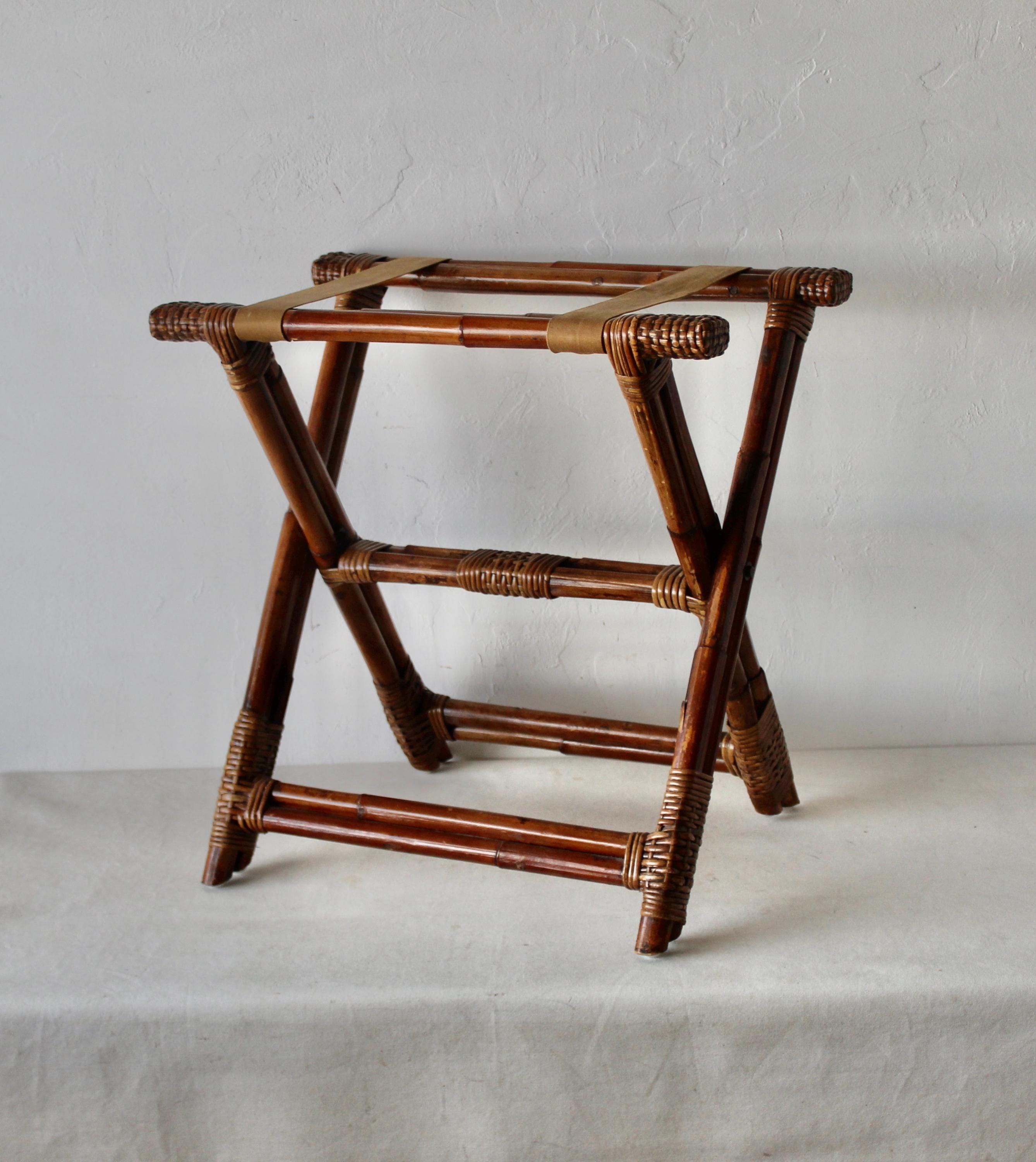 Zoopolyn Bamboo Luggage Rack Fully Assembled With Storage