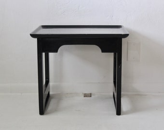 Vintage Lacquered Black Rosewood Ming Style Square Side Table Vintage Mid-Century, Signed