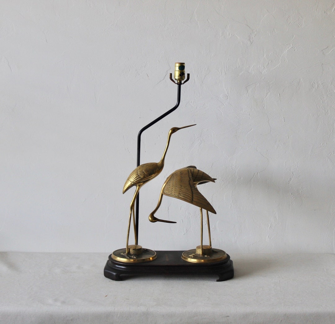 Midcentury Asian Chinoiserie Brass Cranes Table Lamp - Etsy