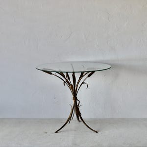 Hans Kögl Style Midcentury Gilded Floral Tole Side Table