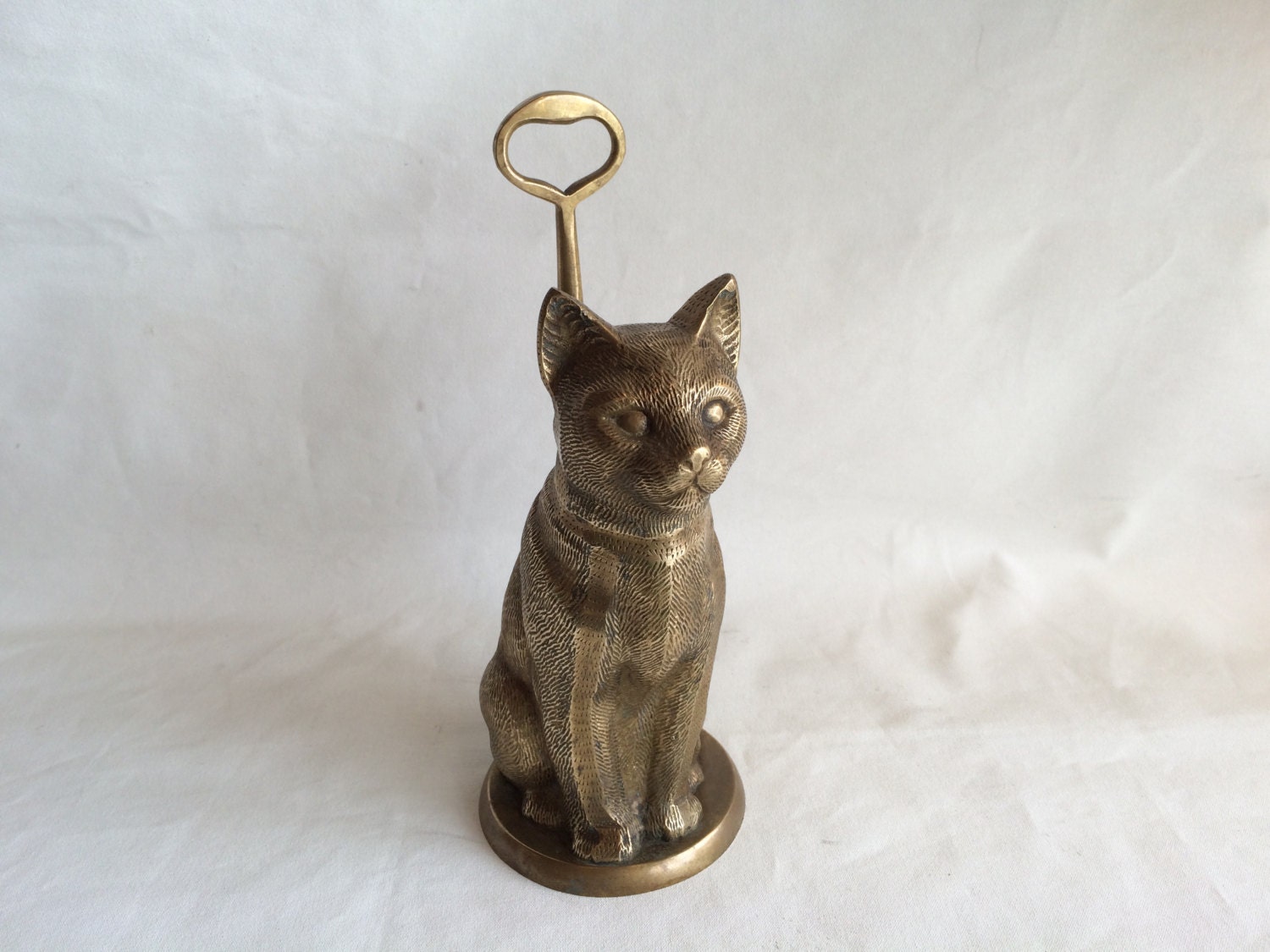 Vintage Brass Sculptural Cat Door Stop Etsy