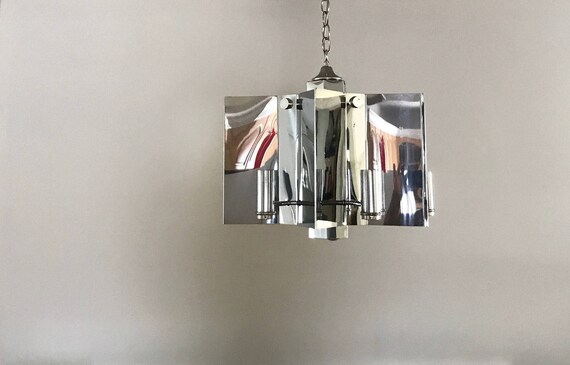 Vintage Mid Century Modern Chrome 7 Bulb Star Ceiling Light Fixture Free Shipping
