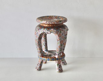 Imari Style Gilt Ceramic Barrel Stool Plant Stand