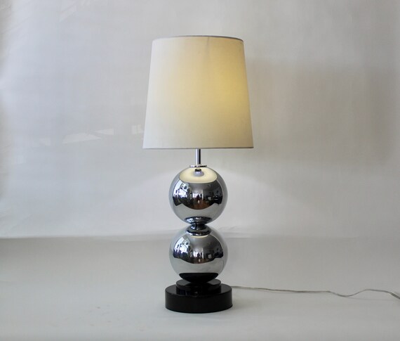Van Teal Two Stacked Chrome Ball Table Lamp Etsy Australia