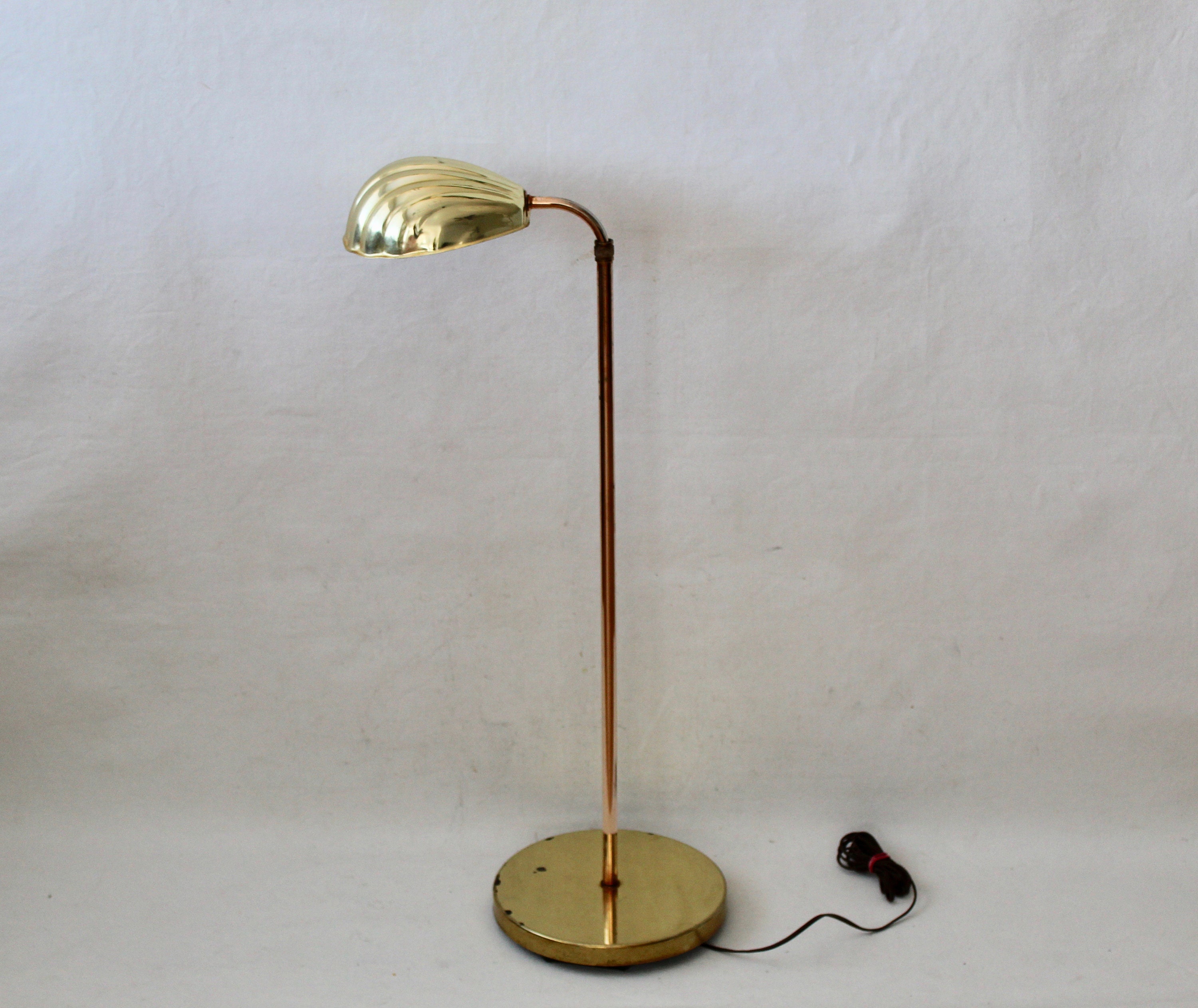 Vintage Brass Copper Pharmacy Lamp in the Style of Koch Lowy