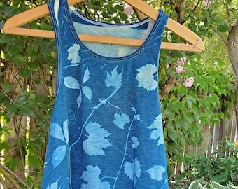 Printed Vines Cyanotype Tank ~ L