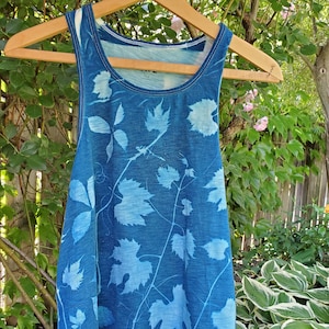 Printed Vines Cyanotype Tank ~ L