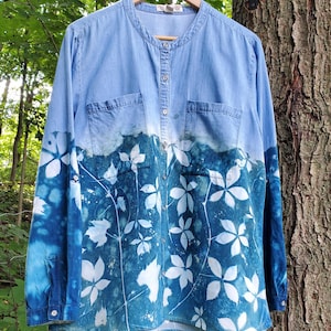 Leanna Cyanotype Printed Blouse ~ XL