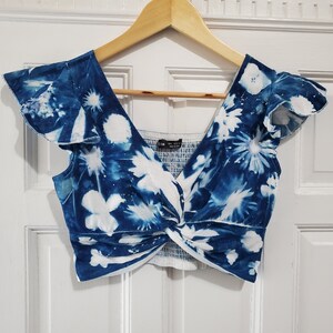 Dahlia Cyanotype Super Crop Top ~ S