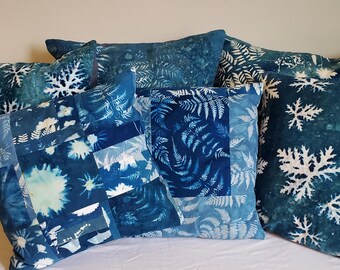 Cyanotype Pillow Cover ~ 16&quot; x 16&quot;