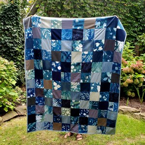 Cyanotype Prints and Denim Patchwork Blanket