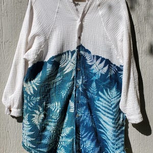 Oversized Cyanotype button down ~ Size M