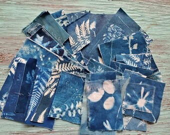 Cyanotype Fabric Scrap Bundle #2