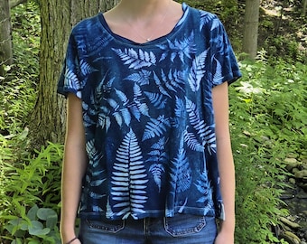 Upcycled Cyanotype printed t-shirt ~ XL