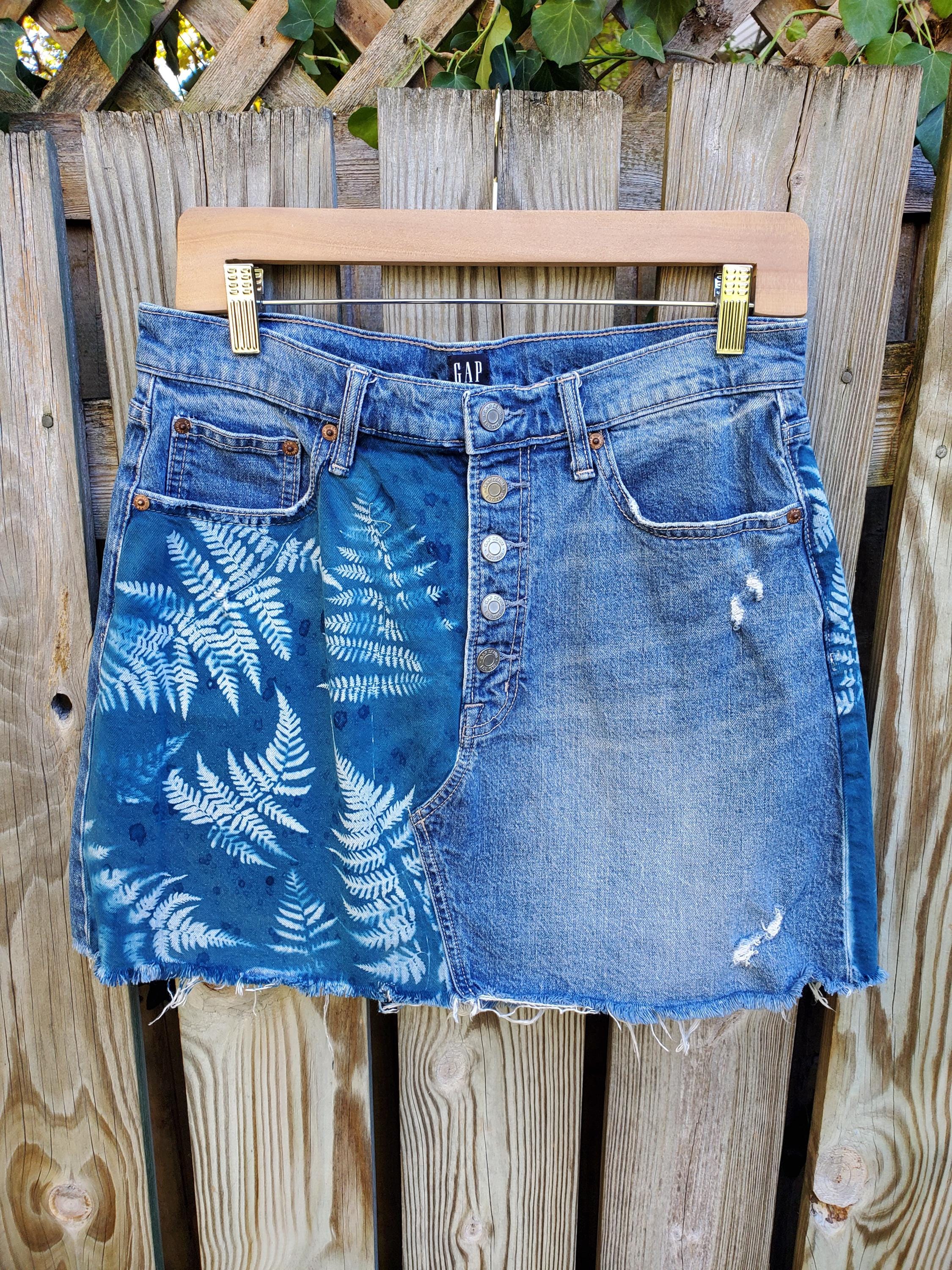 Clara Cyanotype Denim Skirt ~ size 10
