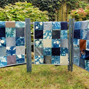 Cyanotype Mini Blanket ~ Patchwork