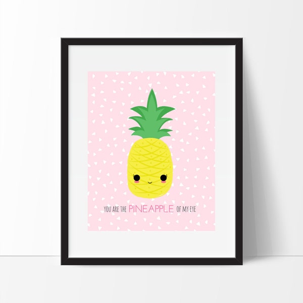 Pineapple Print, Pineapple Wall Art, Pineapple Printable, Nursery Decor, Nursery Art, Kids Wall Art, Girls Nursery, Instant Download