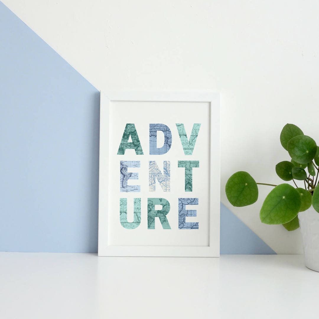 Map Adventure Print, Adventure Wall Print, Map Wall Art, Adventure