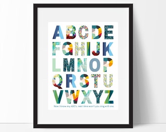 Alphabet Print, Alphabet Printable, Boys Nursery, Modern Nursery, Alphabet Poster, Nursery Decor, Nursery Wall Art, Instant Download