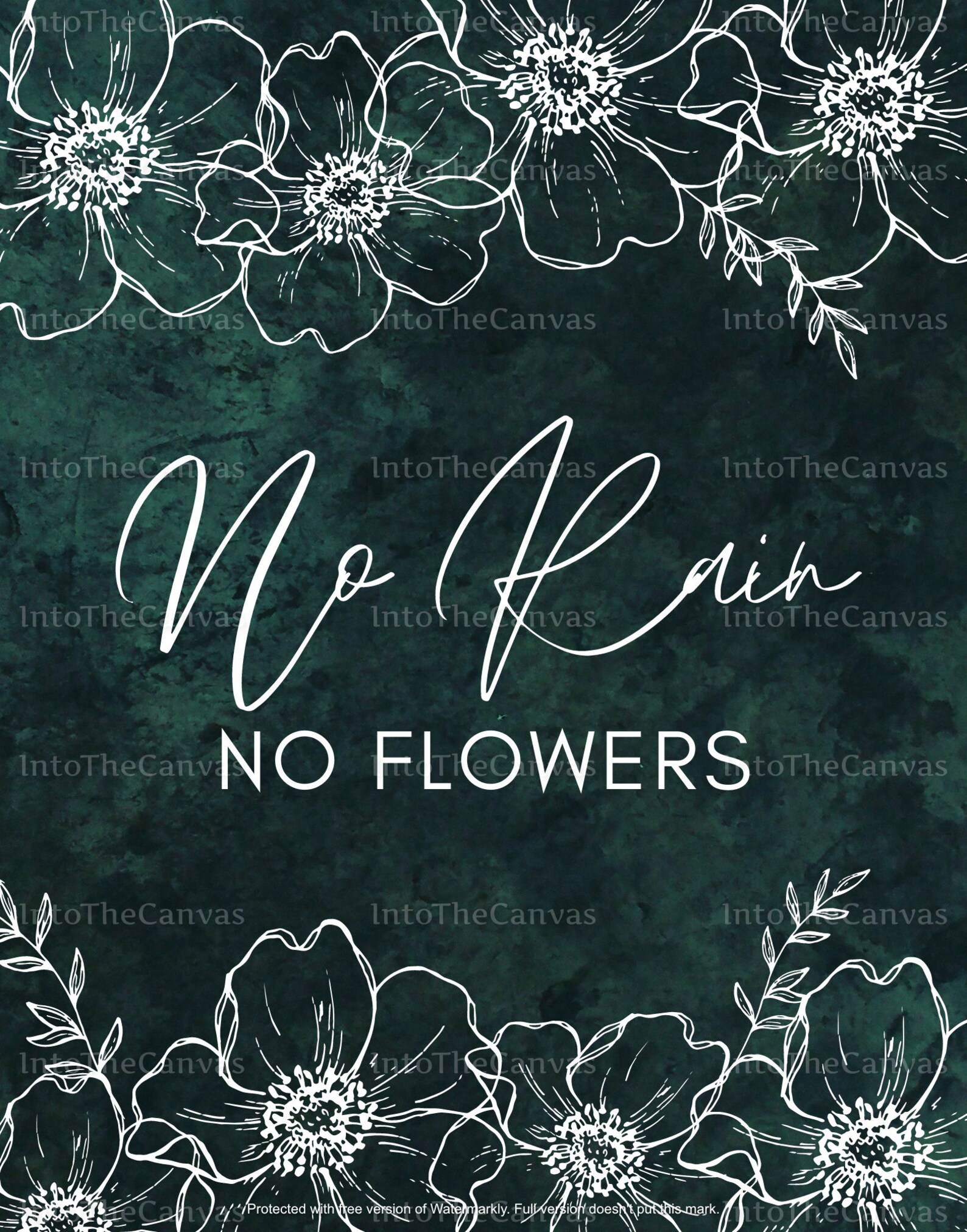 No Rain No Flowers PRINTABLE Wall Art Quote DIGITAL - Etsy