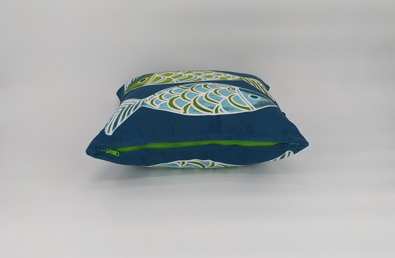 Fish Print 16x16 Indooroutdoor pillow cover with zipper
