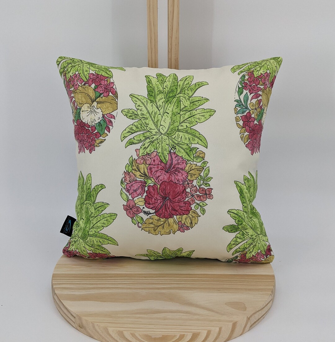 Hoja de piña y estampado floral 16x16 Cubierta de almohada interior ...